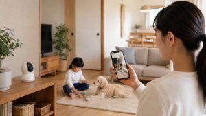 室内カメラで子どもとペットを見守る家庭用防犯カメラ