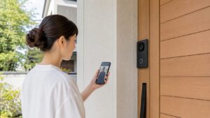 スマートドアホンで来訪者をスマホ確認する玄関用防犯カメラ